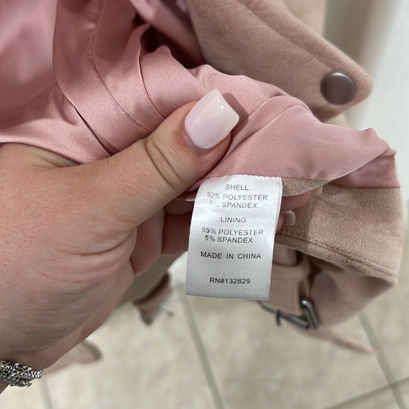 NEW Lovers + Friends Vegan Suede Moto Jacket Dusty Pink - Picture 9 of 14